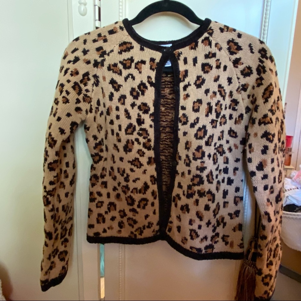 Talbots Kids Girls Leopard Animal Print Sweater